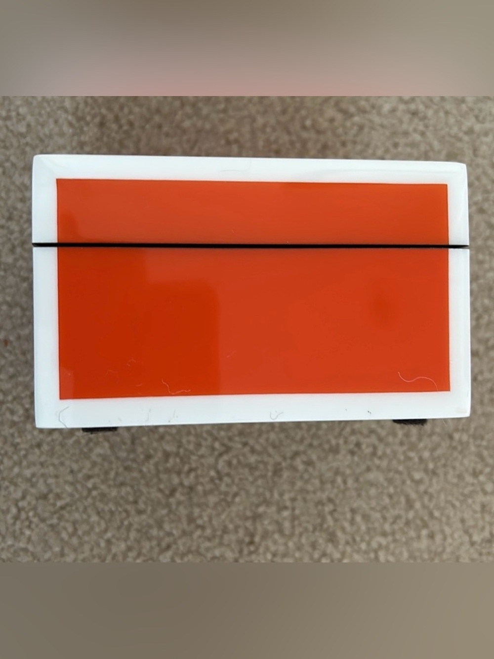 F. Gerald New ~  Orange / White Lacquer Box with Lid Square decor coffee table - Picture 5 of 9